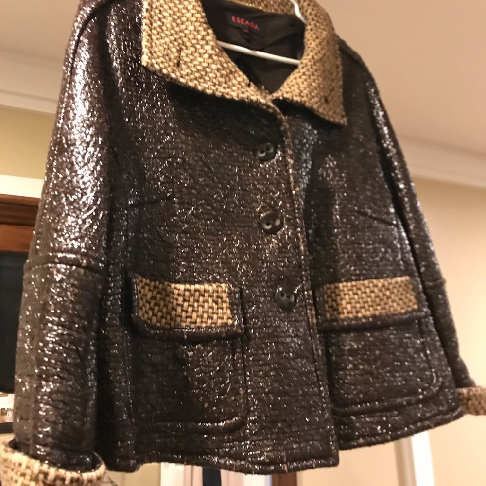 Escada Tweed and Patent Designer Jacket